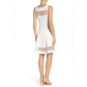 French Connection Summer White Striped Knit Dress Sz 4– Tobey Crepe Fit & Flare